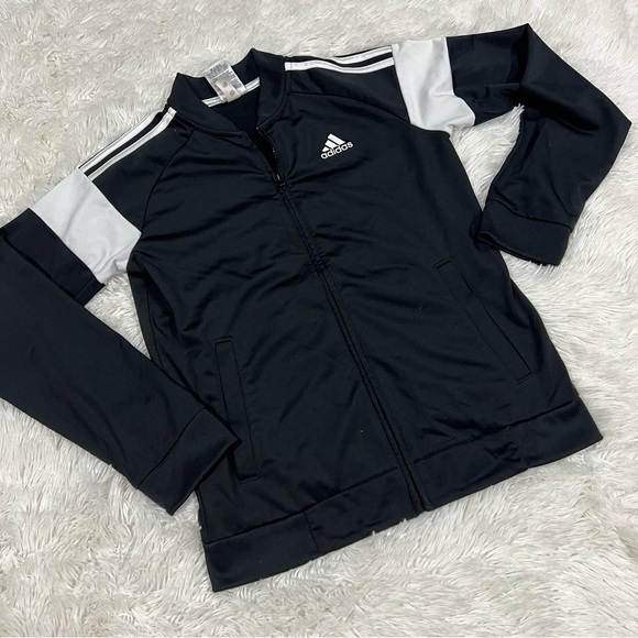 Adidas Youth Tracksuit Black & White Jacket Size 10-12 - Picture 1 of 8